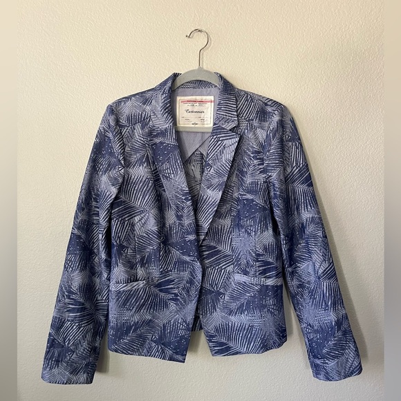Anthropologie Cartonnier Navy Fern Brocade Smart Suit Jacket Womens Size 10 - Picture 2 of 15